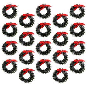 Dekoratif çiçekler 20 adet Noel ağacı süslemeleri küçük çelenk asılı ev oyuncak çelenkler mini simüle edilmiş Noel minyatür çelenk