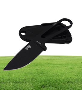 Portabel fickcampingöverlevnad Knivar Anthalsband Rostfritt stål Fixat Blade Knife Outdoor Tool Full Tang Hunt Knife Black 6988679