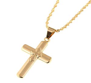 18K Золото -покрытое католическое крест Иисус Христос Ювелирные украшения распятие по крестике подвесное ожерелье для женщин 4635263