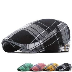 II7U BERETS KVINNA BERET GATSBYS CAP LATT Huvudbonader rutigt mönster Gorro Verano Hombre Men Hat Vintage Hat Boina Masculina D24418