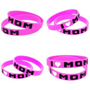 Jelly 1pc I Love Mom Sile Rubber Hand Band Pink ADT Tamanho A para Família Party Drop Drop Entrega Jóias Bracelets DHGIS