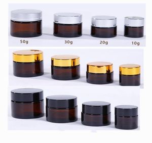 5G 10G 15G 20G 30G 50G Amber Brown Glass Face Jar jarra recarregável Recipiente de armazenamento de maquiagem cosmética com ouro Black4003087