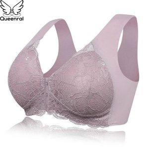 BRAS VIP 2PCS Spitze Push vorne vorne Verschluss Plus Größe BHs für Frauen nahtloser BH