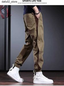 Men's Pants 2024 Spring Trend Goods Pants Mens Button Design Loose Casual Simple Solid Color South Korean Commuter Youth Backyard Goods Pants Q240417