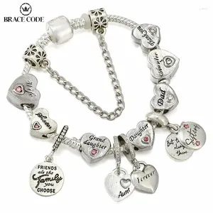 Charm Bracelets Familie Freund Englisch Brief Mädchen Herz zu großer Lochperlen Armband Perlen Mann und weibliches Geschenk