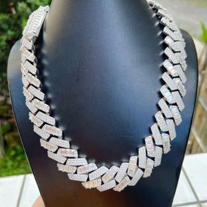 Tung Miami Cuban Chain Bling Baguette Diamond Sterling Silver S925 D Color VVS Moissanite Fashion Necklace