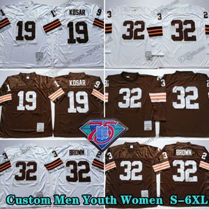 Custom 75th Vintage 32 JimBrown 1980 Football Jerseys 19 BernieKosar 82 OzzieNewsome 42 PaulWarfield 14 OttoGraham 86 DanteLavelli 44 LeroyKelly 76 LouGroza