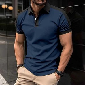 T-shirts masculinos Moda Button Color Solid Color Camiseta Polo para homens Motas de lapela de lapela Camisa Rouse de rua Summer Novo mangas curtas para