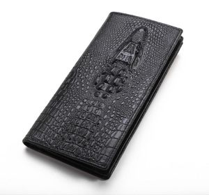 NEU FODE BIFOLD -Geldbörse 3D Crocodile Haut schwarzer echter Lederdesigner langer Kupplungsbrieftaschen für MEN9856066