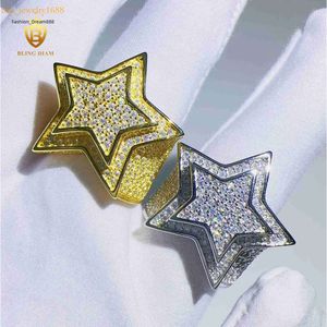 VVS Moissanite Custom Hip Hop Double Layer Star Design Ring Sterling Sliver Moissanit Ringe für Männer und Frauen