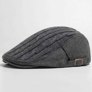 Berets 2023 neue Männer Frau Beutel Herbst und Winter verdickt warm gestrickte Bergs Mode Mode Soft Top Mens Newsboy Cap Casual Crochet Hut D24417