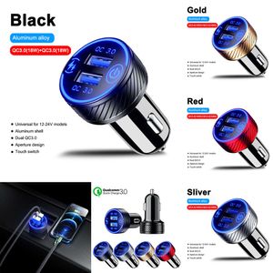 New 36W Car Charger Socket Dual QC 3.0 USB Port Fast Charging Adapter Wighter Wighter مع مفتاح لمسة LED لـ 12V-24V RV ATV