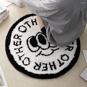 Carpets Ins Style Plush Soft Black Eyes Round Mat For Living Room Flocked Cute Rugs Bedroom Thick Anti-Slip Decor Area D4M5