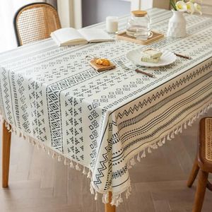 Toalha de mesa toalhetas de linho de algodão impermeabilizadas Lavagem de tecido livre de tecido de borla de restaurante resistente ao óleo de homestay resistente