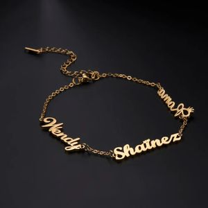 Lemegeton Personalisierte Armband Custom Name Bracelets für Frauen Edelstahl Customized Charm Family Ehepaar Geschenk Schmuck 240417