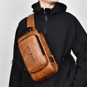 Men Sling Backpack Cross body Shoulder Chest Bag with USB Charge Port Antitheft Travel Motorcycle Rider Male Side Messenger 240407