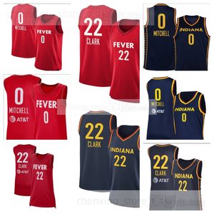 Maglie da basket per giovani uomini unisex da donna 0 Kelsey Mitchell 22 Caitlin Clark Red Navy