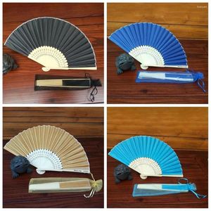 Dekorativa figurer Mutlicolor Silk Folding Fan Gift With Organza Bag Diy Hand Håller heminredning Bröllop Kinesisk stil