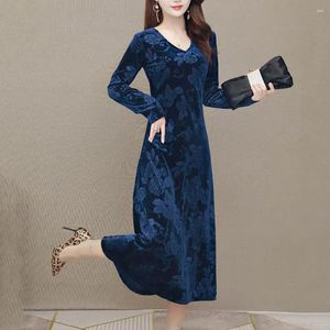 Casual Dresses Premium Party Dress Elegant Plus Size Floral Print MIDI For Mid-Aged A-Line V Neck Long Sleeve Mid-Calf Length Wedding