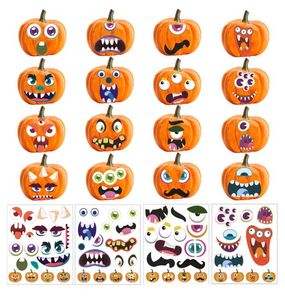 Halloween Maskenaufkleber 24x28cm Party machen ein Gesicht Kürbis Dekoration Aufkleber Wohnkultur Kinder Abziehbilder DIY Halloween Dekoration5508333