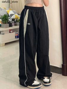 Men's Pants Y2k womens wide leg cargo pants casual street clothing loose drag Trousers drag sports pants womens retro bagged jogging pants Q240417