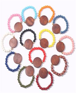 factory whole Beads Stretch Bracelet Personalized Laser Monogram Blank Disc Wooden Beads Stretch BraceletLadies039 Holiday 1805091