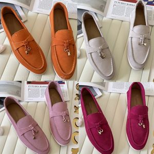 Luxo feminino sapatos de vestido lp lofers calçados casuais panos designers sapatos clássicos fivela redonda de calcanhar plana conforto quatro estações mulheres tênis de escritório com caixa