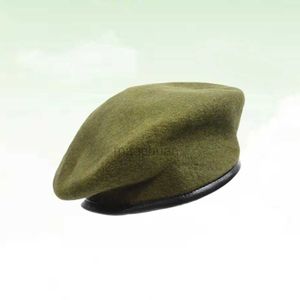 Berets Unisex Herren tragen Frauen verstellbare Frühling Herbst Pure Woll Beret Hut Sonnenhut Fahren (Armeegrün) D24417