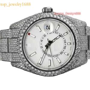 ECED Out Diamond Watch Custom vollständig mit vollem goldenem Sier Moissanite VVS Diamond Watch für Herren und Frauen