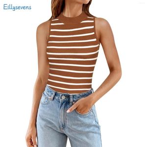 Tank da donna Slimt -fit Restro a coste Fashion Casual Casual Classic Stampa canotte estivi Small Neck Bottom