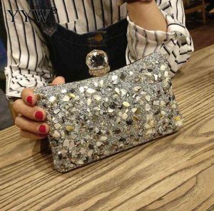 Silver Diamonds Box Bag Evening Clutch Purse Women Fashion Mini Chain Shoulder Bags Female Elegant Wedding Party Clutches Pouch AA8428207