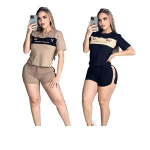 Трептальный костюм 2 кусок набор женщин Лето-новая сетка Sweet-Set Set Fashion Print Print Print Complete Fork Fort и Shorts Sports Sports для женщин наряда