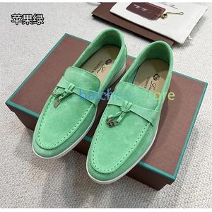 Mule Loafers Suede Women Slippers Flats Loafers real Suede Moccasin Size 35-45 luxury Designer Shoes Summer Slip-Ons Deep Ocra Babouche Charms Walk Linen L5