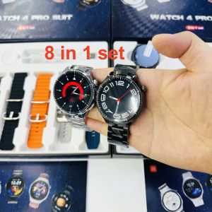 Смотреть Смотреть 4 Pro Smart Watch 8 в 1 Set Bluetooth Call SmartWatch 1,5 -дюймовый круглый экран спортивные часы с мужчинами с 7 пар