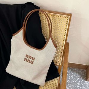 Mui Mui Bag Tote Limited Tote Underarm Bag Cowhide Lightweight Shopping Bag Single Shoulder Large Capacity Commuting Solid Color Womens Bag Miui Bag Canvas 5170