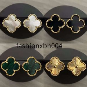 2024 Modemarke Designer Ohrringe Vintage vier Blatt Shamrock Charme Ohrringe Edelstahl Gold Ohrringe Achate Frauen Hochzeit Schmuck Urlaub Geschenk