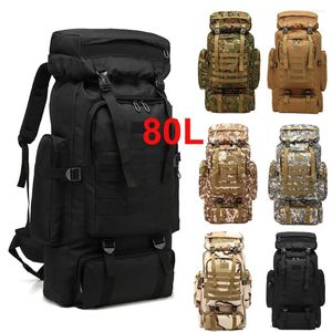 Backpack 80L Outdoor Tactical Military Camping Hiking Men Canvas Travel Climbing Bag Rope Sling Large Laptop Rucksack