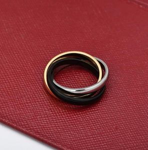 'Altın Gümüş Siyah' Üç Yüzey Kadınlar İçin Üç Yüzükler Erkek Sevenler '316L Titanyum Çelik Düğün Aneis Anel Bague Femme Orijinal Tasarım Tasarımcısı Ring2824198