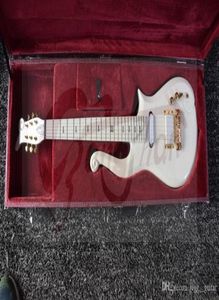 Prens Serisi Prens Bulut Beyaz Elektro Gitar Alder Vücut Maple Boyun Sarısı Kuyruk Yayını Mor Croco Deri Hardcase Red5798987