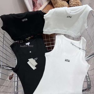 Tanktop -Strick -T -Shirt Designer Sticker Weste Tanktop ärmellose atmungsaktiven Pullover Frauen Sport Tops Schlankes Navel -Outfit Elastic Sport Strick Tanks