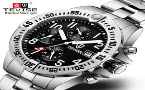 Tevise Luxury Brand Men Menic Mechanical Watch Masculino All Squeleto de Aço inoxidável Luminoso Relogio Relogio Masculino Box6650276