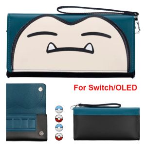 Cases Ultra Slim Bärande fodral för Switch Console Portable Leather Clutch med spelkortpatronpåse för NS Switch OLED