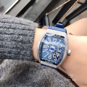 Projektant Frank Mueller zegarki Diamond Menwatch Dragon Totem Dial 5a Wysoka jakość kwarcowa ruch kwarcowy uhr lodowany montre luksusowy pasek skórzany datę Montre Watchbox OLHC