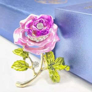 Brooches Luxury High-end Rose Flower Brooch Female Drop Oil Alloy Design Inlaid Wholesale