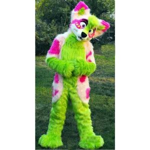 2024 Ny vuxen Green Husky Dog Mascot Costume Fun Outfit Suit Birthday Party Halloween Outdoor Outfit Suitfestival Dress