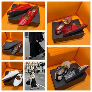 2024 With Box Designer Sandal ballet slipper slider flat dressing shoes Women round toe Rhinestone Boat shoes Luxury leather riveted buckle shoes size 35-40 GAI black