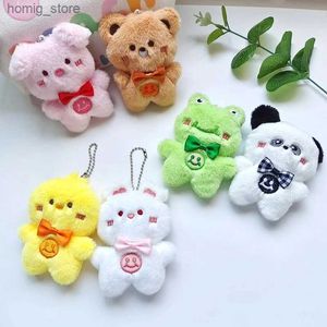 Plush Keychains 10cm Cute Animal Plush Toy Cartoon Bear Frog Panda Pig Rabbit Pendant Soft Stuffed Doll Keychain Backpack Car Bag Key Ring Decor Y240415