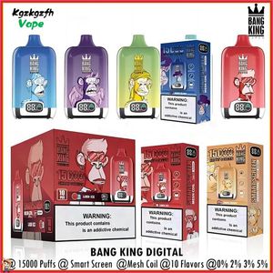 Bang King 15000 sbuffi VAPE usa e getta AUTUNE BOX ELFO SCAPERS SCARICA ELETTRONICA RICARICATURA 10 gusti Smart Screen Oil/Power Indicatore da 15k sbuffi