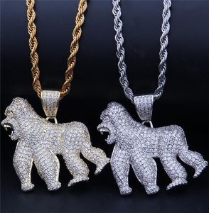 Mode Walking Gorilla Pendant Iced Out Bling CZ Stone Animal Neckor for Men Rapper Hip Hop Jewelry4211385
