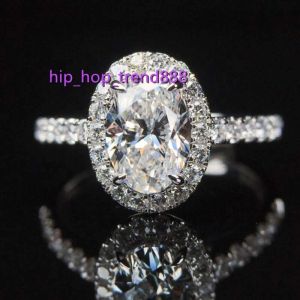 Rings luxury jewelry IGI Lab diamond Jewelry Pure 14K 18k Gold 2.0CT oval Cut Diamond Halo Engagement Wedding Ring